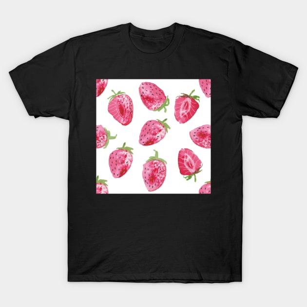 watercolour strawberries T-Shirt by Kimmygowland